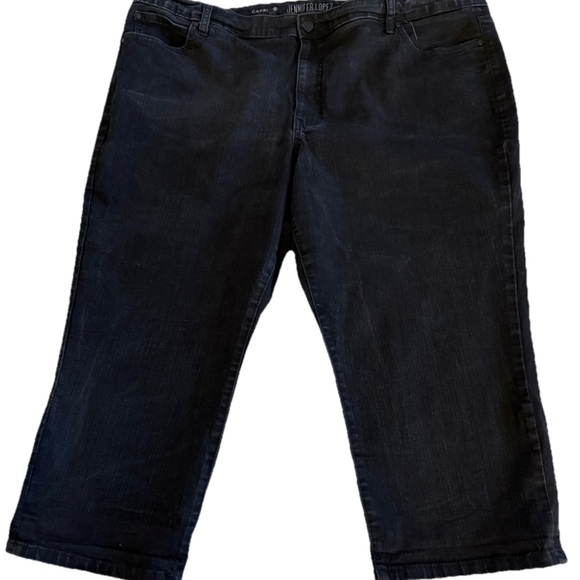 JENNIFER LOPEZ Washed Black Denim Capri Jeans Women’s Plus Size 24W  48x23 - Picture 1 of 8